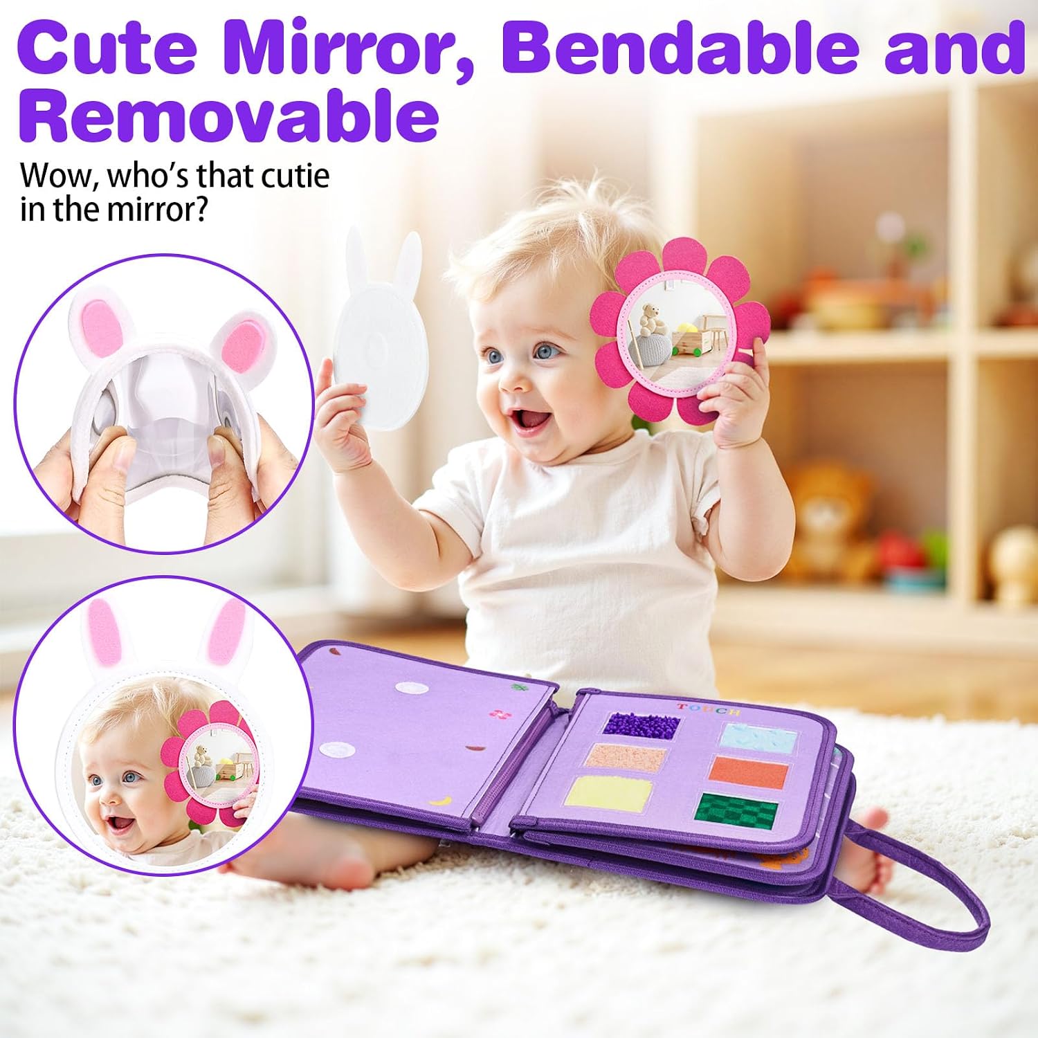JHkim Busy Board Montessori Toys for Toddlers, Birthday Gifts for Girls, Autism Sensory Travel Toy, Educational Activity Busy Book, Preschool Learning Fine Motor Skills Toys,Purple